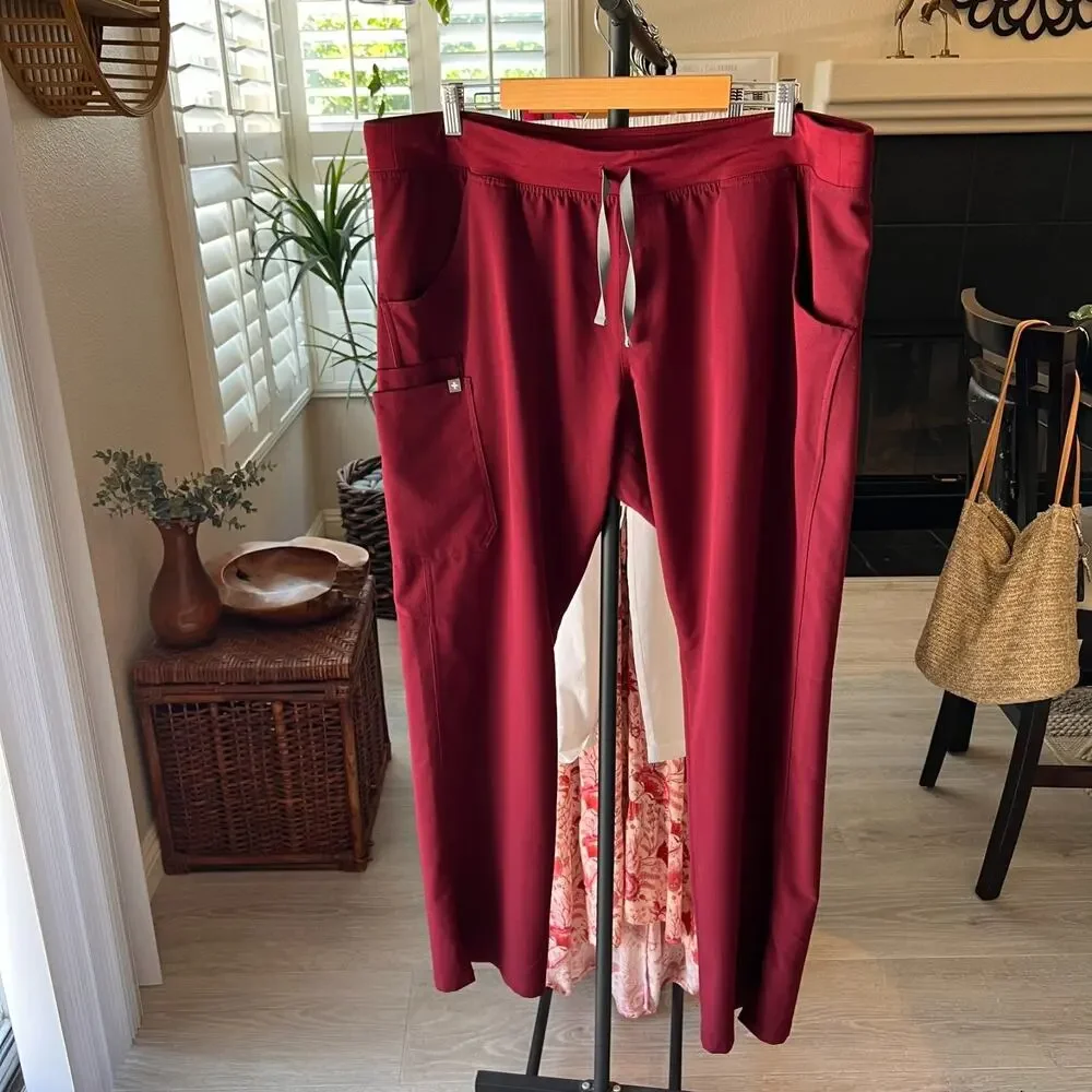 Figs Scrub Pants Mens Size XXL/T Burgundy T-21004T Heavy Duty Waistband Medical
